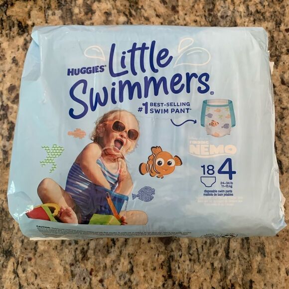 🐈NIP 18 Huggies Little Swimmers Size 4 Swim Diapers🐈 - Picture 1 of 3